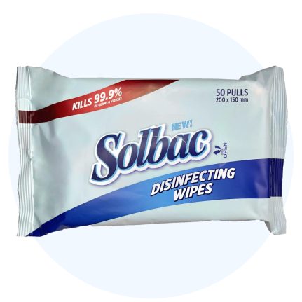 solbac disinfecting wipes with circle bg