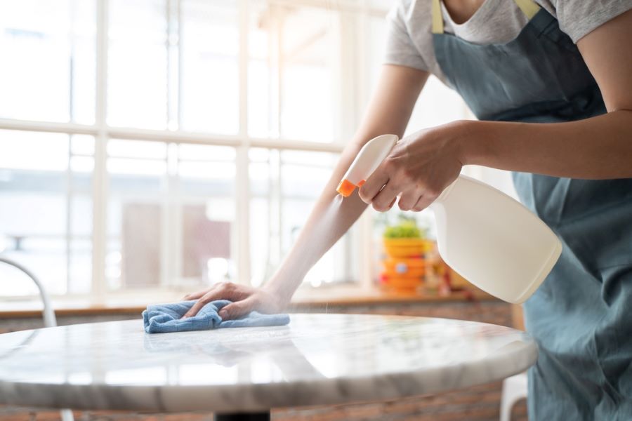 using a type of disinfectant spray