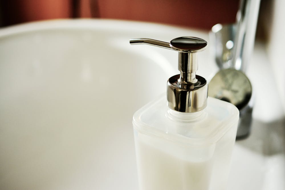 liquid soap on sink